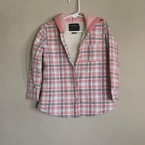 3T Boys Buffalo David bitton shacket pink plaid Sherpa coat